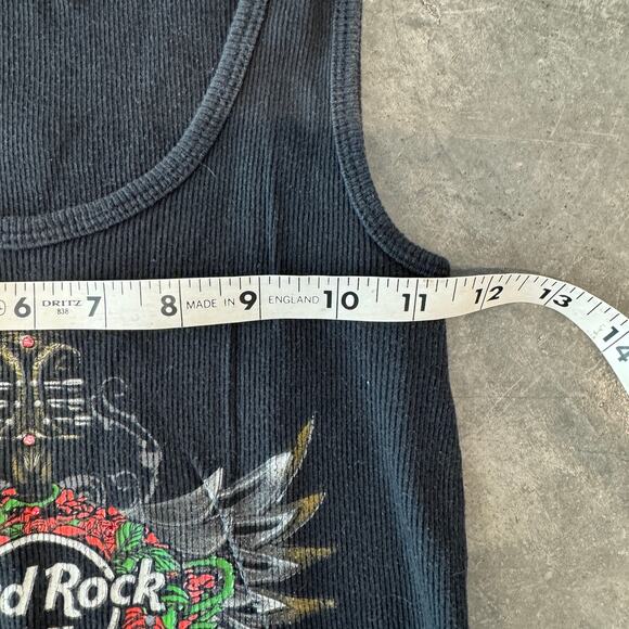 Vintage Y2K Hard Rock Mcbling Ribbed Black Grunge Goth Biker Casual Tank Top S - Picture 4 of 5